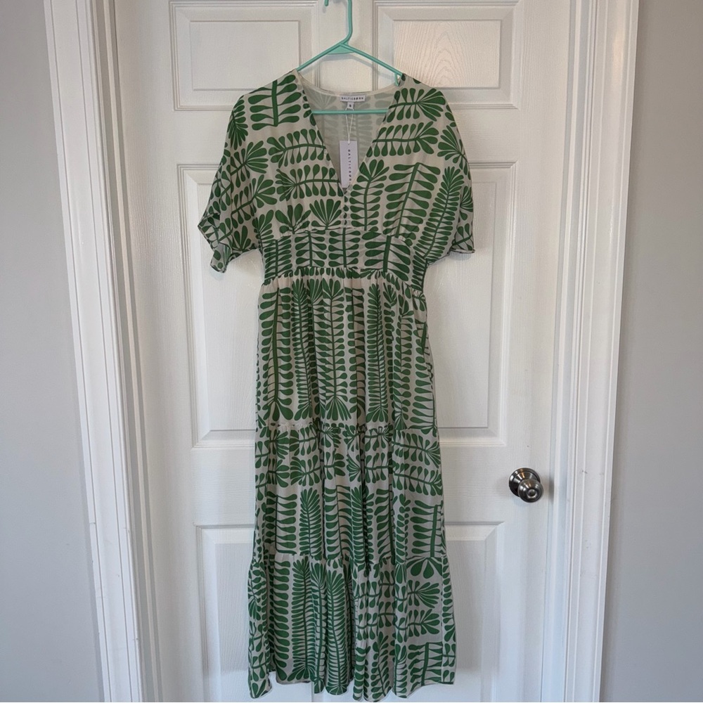 Baltic Born Green Leaf Print Maxi Dress